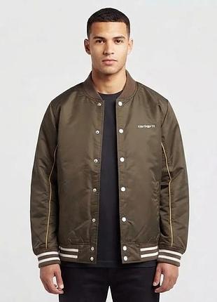 Чоловічий теплий бомбер carhartt yankee blouson оригінал з логотипом куртка з нейлону вітровка