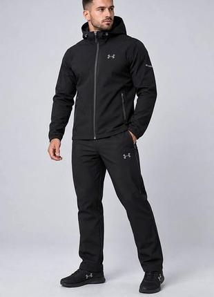 Чоловічий зимовий спортивний костюм under armour із щільного softshell на флісі.