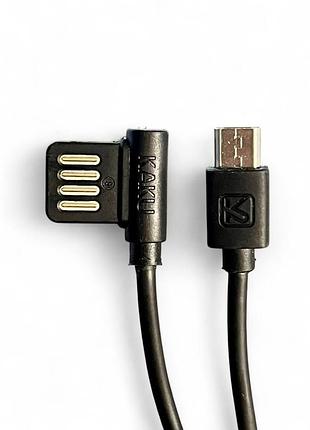 Угловой кабель ikaku ksc-03 usb-microusb 1m / 2.4а с двухсторонним интерфейсом - black