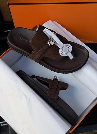 Hermès empire suede slippers brown 38 2