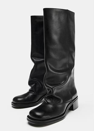 Шкіряні чоботи zara розмір 41
