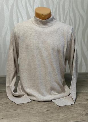 Гольф чоловічий бежевий m l xl xxl тонкий теплий однотонний класичний гольф водолазка светр туреччина