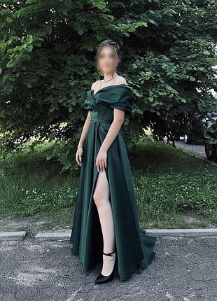 Випускна сукня, смарагдова з корсетом, розмір 42-44