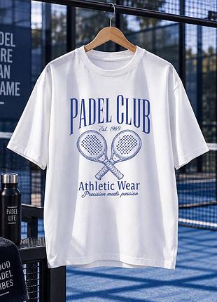 Футболка padel club с принтом ракеток для падел-тенниса, белая унисекс xxl