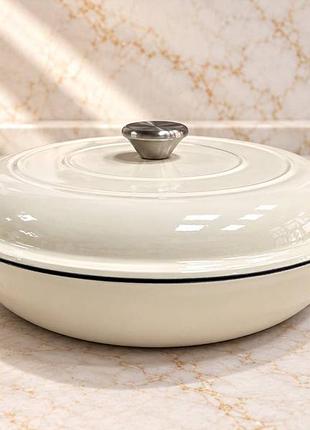 Сотейник royal grace rg8906 чугунный эмалированный 2.2 л 30 см молочный