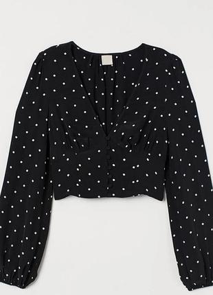 Блуза жіноча h&m чорна в горошок 42 р.