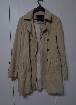 Класичний бежевий тренч zara basic / двобортний плащ (розмір m)