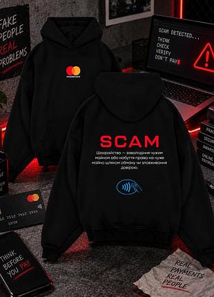 Черное худи scam с принтом mastercard l, белый
