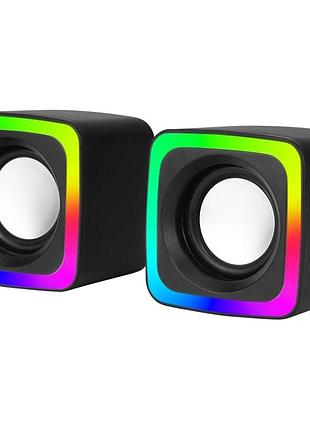 Компьютерная акустика xtrike me sk-201 6вт usb 2.0 с rgb-подсветкой черный
