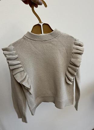 Кофта для дівчаток h&m бежева в рубчик з рюшами