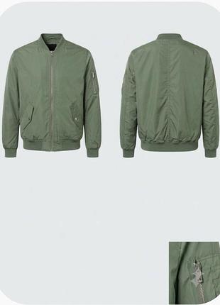Стильная мужская куртка-бомбер h&amp;m светло- зеленого (шало) колеру утепленная р.46.