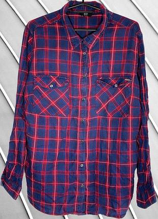 Женская фланелевая рубашка f&amp;frusk 22 4xl 5xl 48 50 56 58 фэндф оверсайз рубашка в клетку красно-синяя фланель f&amp;fru422 56 58