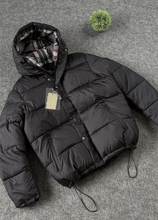 ‼️топ якість‼️ зимовий пуховик burberry чорного кольору, пуховик барбері, брендовий пуховик burberry s-xl