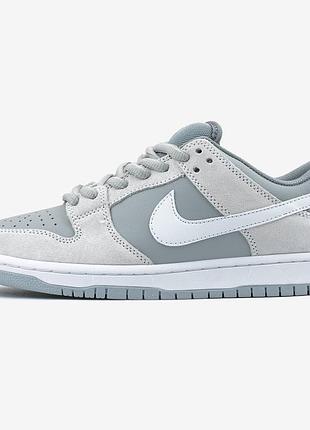 Чоловічі кросівки nike sb dunk low grey white найк данк сірого з білим кольорів