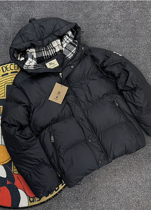 ‼️новинка‼️ зимовий пуховик burberry темно синього  кольору, пуховик барбері, брендовий пуховик burberry s-xl