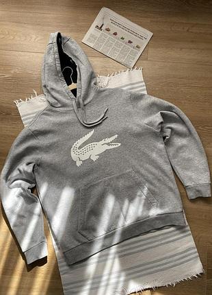 Худі сірого кольору lacoste sport утеплене (оригінал, m).