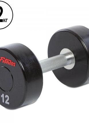 Гантель цільна професійна для фітнесу з поліуретановим покриттям life fitness ga-80081-12, 1 шт 12 кг