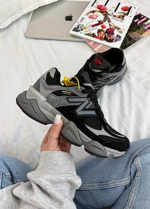 Утеплені зимові жіночі кросівки new balance 9060 winter termo black grey нью беланс чорного з сірим кольорів термо