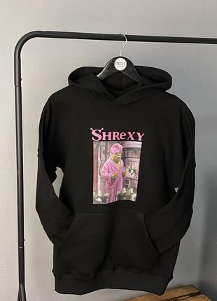 Чорне худі з принтом "shrexy"