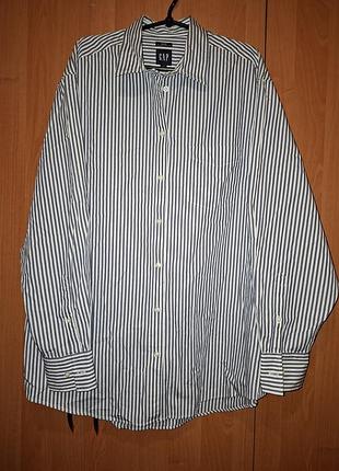 Мужская рубашка в полоску gap big shirt (100% organic cotton) — размер l tall    52–54