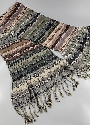 Легкий італійський шарф у стилі missoni (70% бавовна, 30% шовк) зигзаг