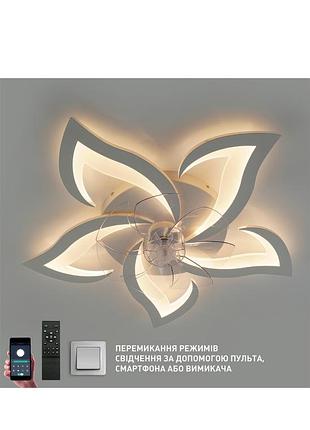 Управляемая светодиодная люстра с вентилятором esllse fan ella 72w+18w 5f-app-680х120-white/white-220-ip20