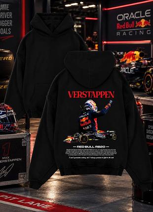 Чорне худі formula 1 max verstappen red bull racing з принтом на спині xs, білий