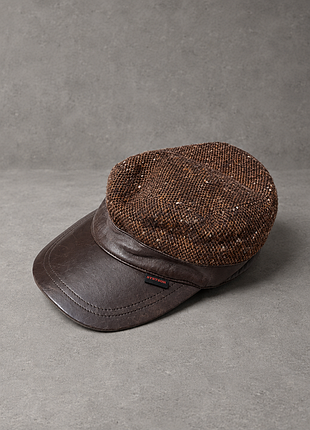Стильна комбінована кепка stetson (твід + шкіра)