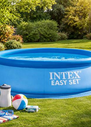 Надувний басейн intex 28120 easy set 305×76 см 3850 л сімейний круглий басейн