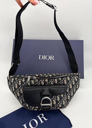 Dior saddle belt bag beige black oblique