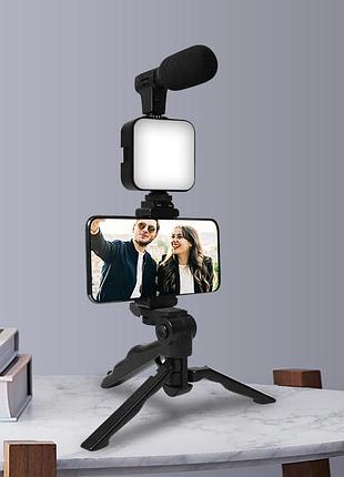 Комплект для влогинга video-making kit ay49 для смартфона с переходником type-c • набор блогера для телефона 4в1 ay-49 4
