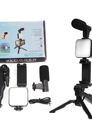 Комплект для влогинга video-making kit ay49 для смартфона с переходником type-c • набор блогера для телефона 4в1 ay-49 6