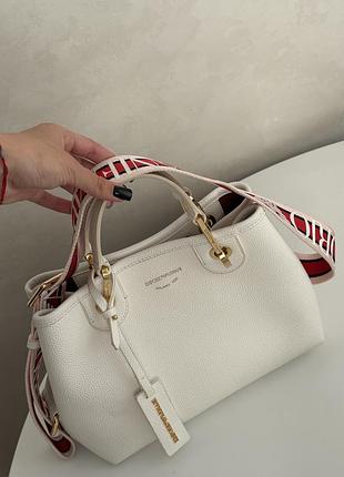 Сумка жіноча emporio armani біла шкіряна