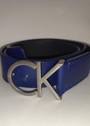 Пояс жіночий calvin klein синій шкіряний 85 см