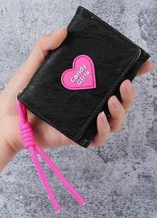Кошелек женский 8*10*2см 654-1 черный экокожа тм китай
