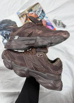 Утеплені зимові жіночі кросівки new balance 9060 winter termo chocolate brown нью беланс шоколадні коричневого кольору термо