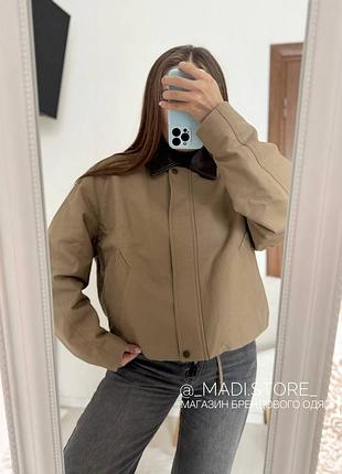 Куртка жіноча pull&bear бомбер бежева 4