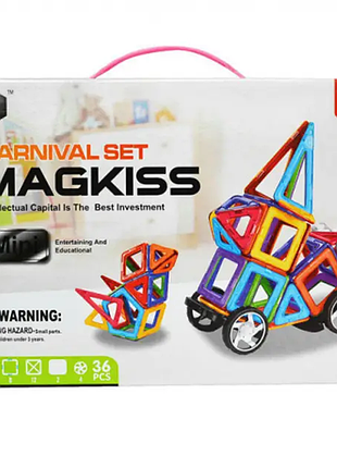 Магнитный конструктор magkiss mini 36 деталей hd340a в коробке (32*24*6см)