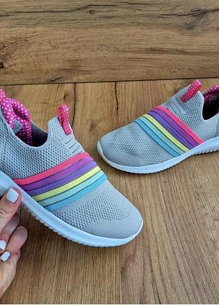 Мокасини skechers для дівчинки, сірі, розмір 35, довжина устілки 22,5 см