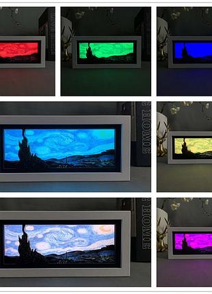 Многослойный ночник лампа аниме звёздная ночь винсента ван гога rgb (zdd-251)