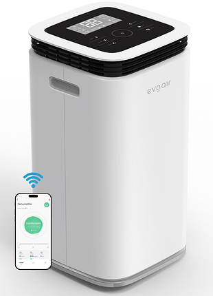 Осушитель воздуха evoair 45 м² flexidry 16 smart, осушение 16л /24 ч, резервуар 2.2 л, ионизация воздуха