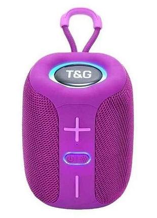 Портативная колонка bluetooth tg658 с rgb подсветкой, speakerphone, радио, purple тм tg