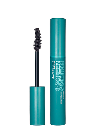 Тушь для ресниц объемная удлиняющая maybelline new york green edition mega mousse mascara