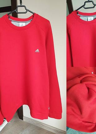 Червоний оверсайз світшот adidas унісекс на флісі теплий