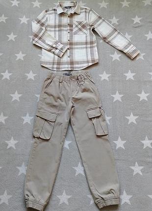 Костюм, набор (рубашка, джинсы) cargo, primark, р. 9-10, 140 см.