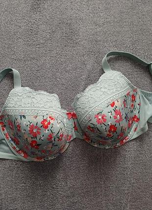 Жіночий бюстгальтер marks & spencer full cup з квітковим принтом р. 38d / 85d