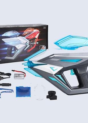 Пистолет 662-1 штрих 10045 аккумулятор 7,4 v, подсветка, стреляет орбизами, защитные очки, 2 магазина, отвертка, в коробке голубой