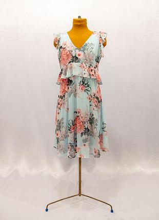 Легкое шифоновое платье с флористическим принтом, украшенное рюшами ✂️mama licious 📍размер s (детали в описании)
