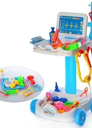 Игровой набор-тележка "умелый доктор" joy toy 606-1-5 ( тележка, инструменты, микроскоп) размер 30,5-30-51 см