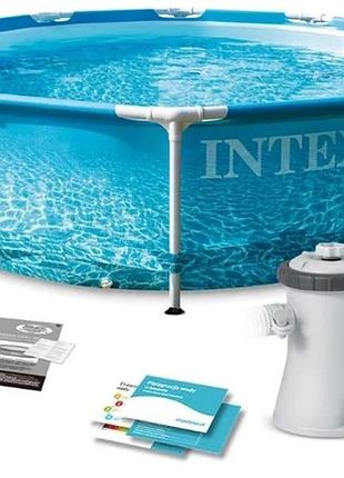 Intex басейн каркасний 28208 np круглий, діаметр 305см, висота 76см, насос-фільтр (1 250 л/ч), об`єм 4485л